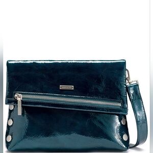Hammitt VIP Medium Dipped Teal Leather Clutch Crossbody EUC